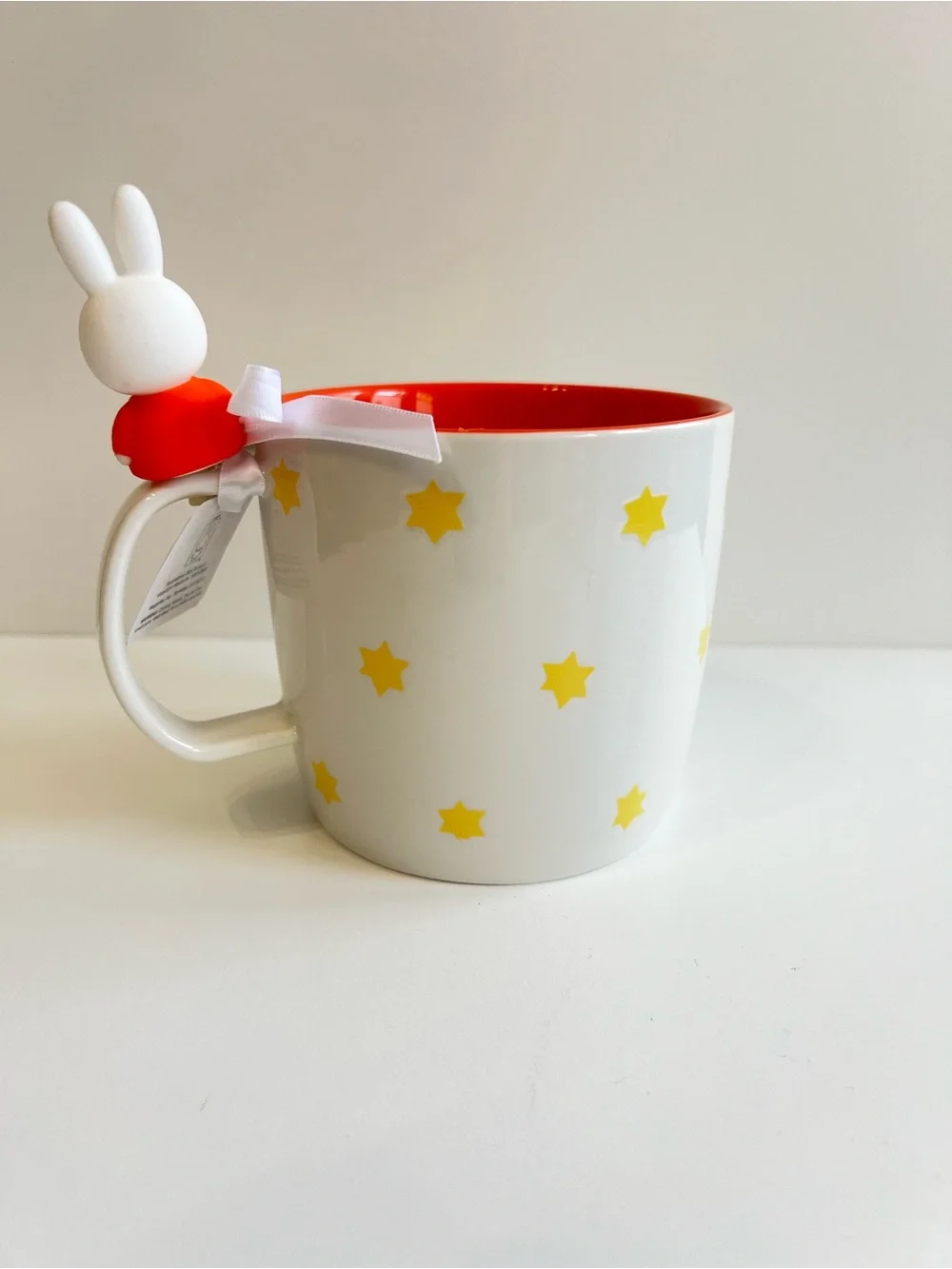 NWT MIFFY Bunny 20 Oz Ceramic Mug By Magenta Orange Dress With Stars Teddy Bear